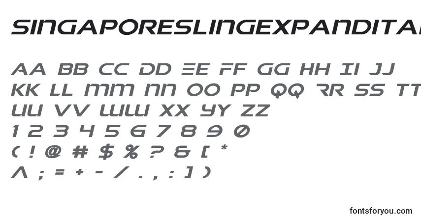 Шрифт Singaporeslingexpandital (141007) – алфавит, цифры, специальные символы
