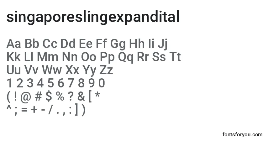 Шрифт Singaporeslingexpandital (141008) – алфавит, цифры, специальные символы