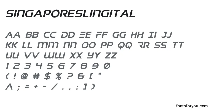 Schriftart Singaporeslingital (141009) – Alphabet, Zahlen, spezielle Symbole