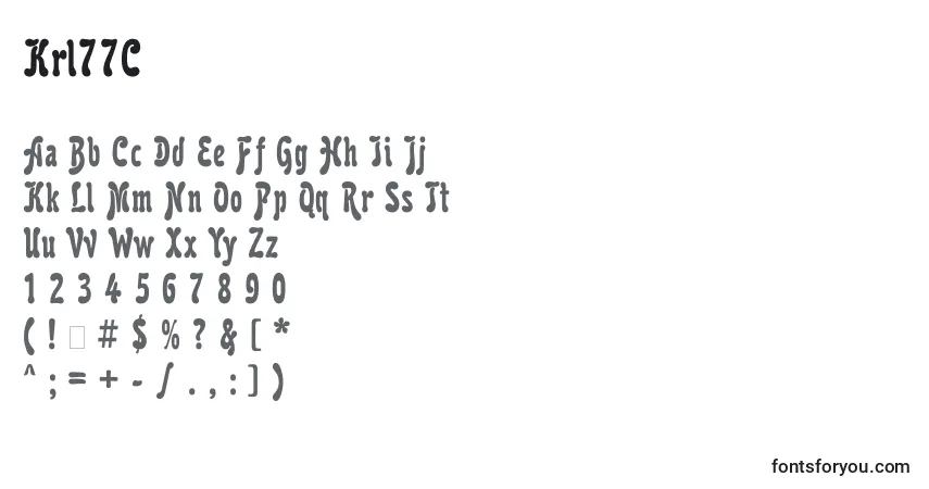 Schriftart Krl77C – Alphabet, Zahlen, spezielle Symbole
