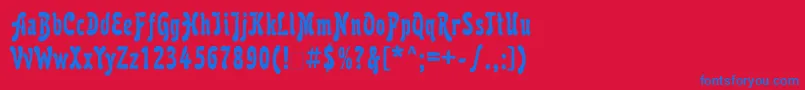 フォントKrl77C – 赤い背景に青い文字