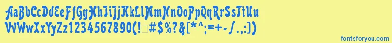 フォントKrl77C – 青い文字が黄色の背景にあります。