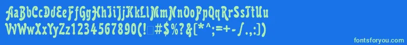 Krl77C Font – Green Fonts on Blue Background