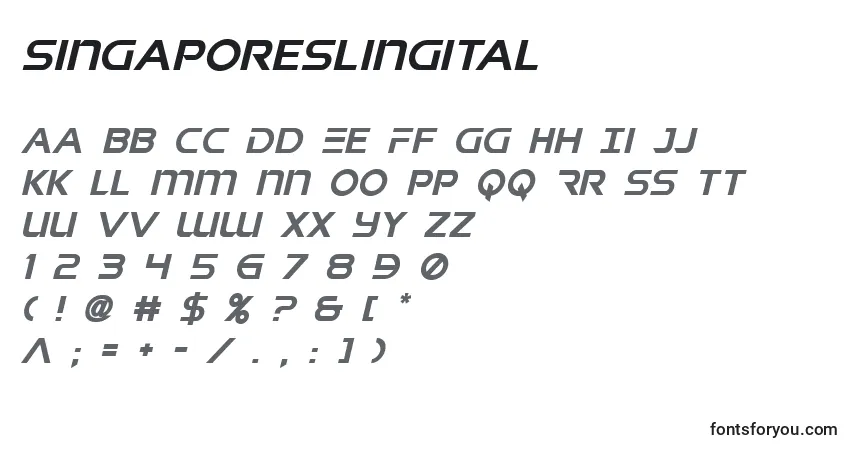 Schriftart Singaporeslingital (141010) – Alphabet, Zahlen, spezielle Symbole