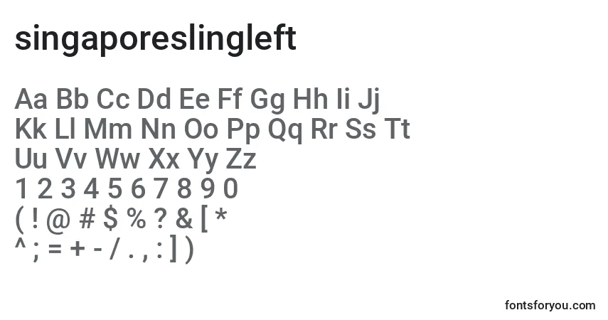 Schriftart Singaporeslingleft (141012) – Alphabet, Zahlen, spezielle Symbole