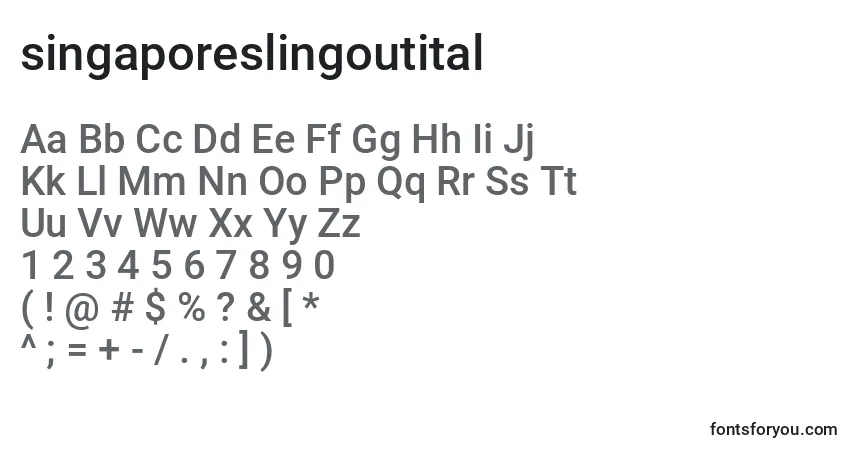 Czcionka Singaporeslingoutital (141016) – alfabet, cyfry, specjalne znaki
