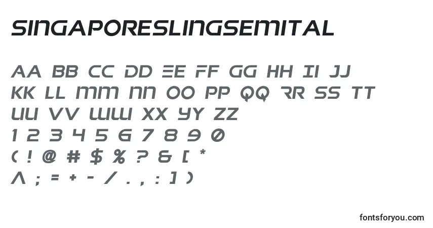 Шрифт Singaporeslingsemital – алфавит, цифры, специальные символы