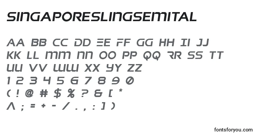 Schriftart Singaporeslingsemital (141018) – Alphabet, Zahlen, spezielle Symbole