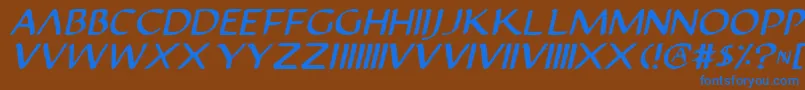 Czcionka JustinianItalic – niebieskie czcionki na brązowym tle