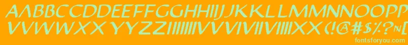 JustinianItalic-Schriftart – Grüne Schriften auf orangefarbenem Hintergrund