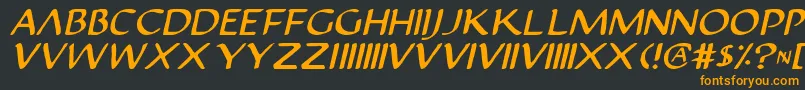 JustinianItalic-Schriftart – Orangefarbene Schriften auf schwarzem Hintergrund