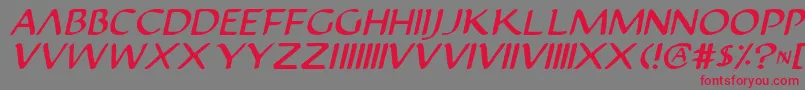 フォントJustinianItalic – 赤い文字の灰色の背景