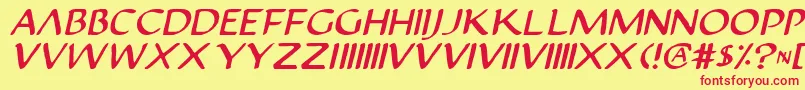 Fonte JustinianItalic – fontes vermelhas em um fundo amarelo