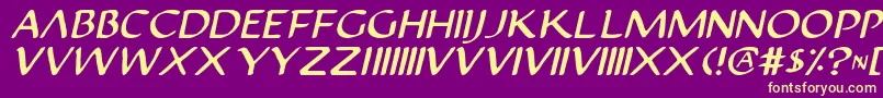 JustinianItalic Font – Yellow Fonts on Purple Background