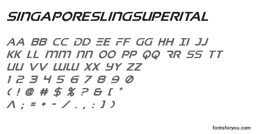Schriftart Singaporeslingsuperital (141020) – Alphabet, Zahlen, spezielle Symbole