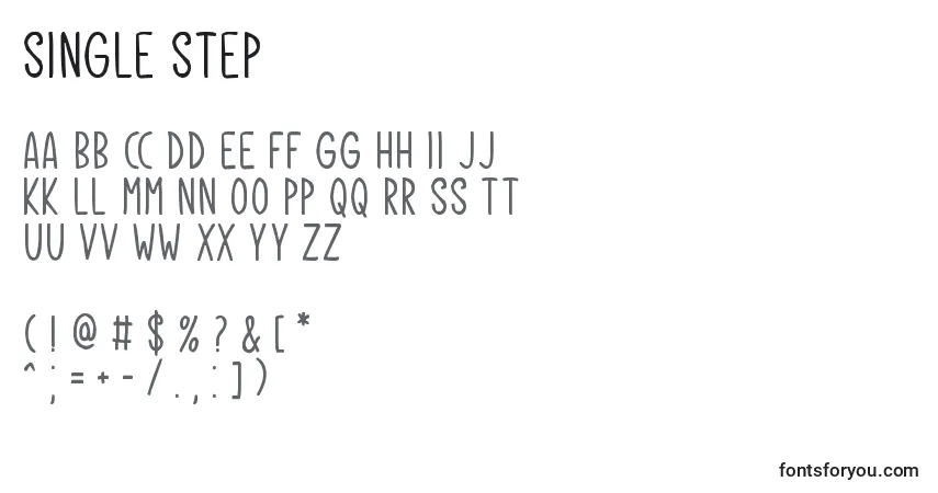 Czcionka Single Step – alfabet, cyfry, specjalne znaki