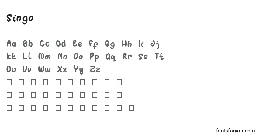 Schriftart Singo – Alphabet, Zahlen, spezielle Symbole