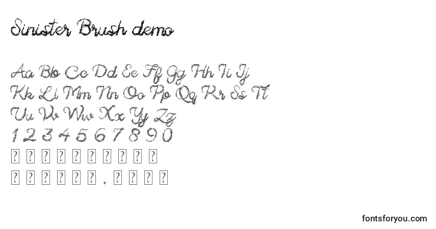 Fuente Sinister Brush demo - alfabeto, números, caracteres especiales