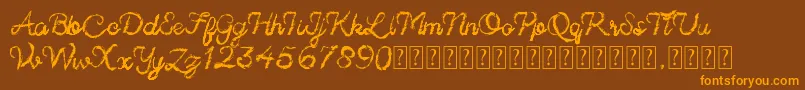 Sinister Brush demo-Schriftart – Orangefarbene Schriften auf braunem Hintergrund