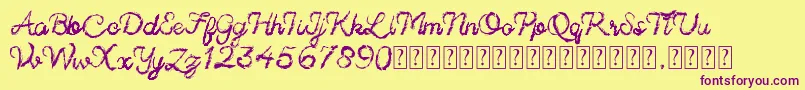 Sinister Brush demo Font – Purple Fonts on Yellow Background