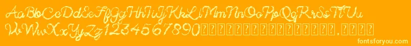 Fonte Sinister Brush demo – fontes amarelas em um fundo laranja