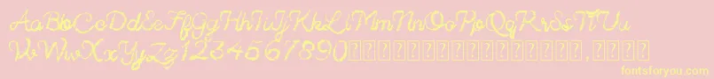 Sinister Brush demo Font – Yellow Fonts on Pink Background