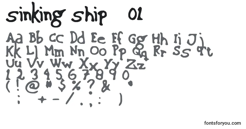 Sinking ship   01-fontti – aakkoset, numerot, erikoismerkit