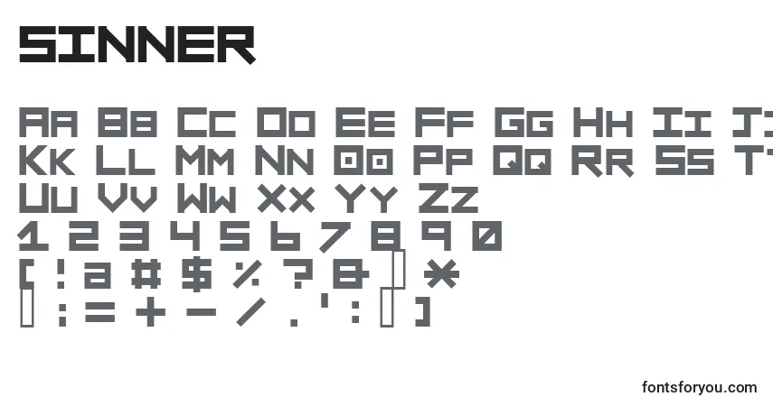 A fonte SINNER   (141030) – alfabeto, números, caracteres especiais