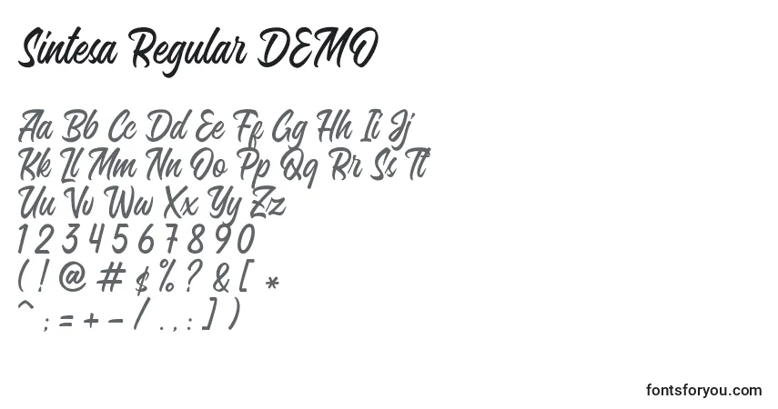 Шрифт Sintesa Regular DEMO – алфавит, цифры, специальные символы