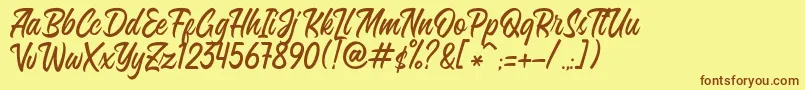 Sintesa Regular DEMO-Schriftart – Braune Schriften auf gelbem Hintergrund