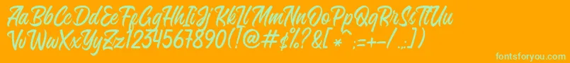 Sintesa Regular DEMO-Schriftart – Grüne Schriften auf orangefarbenem Hintergrund