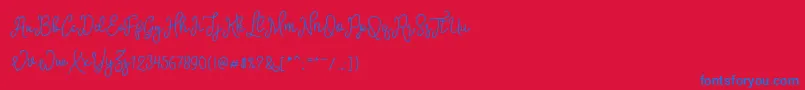 SinyakScript-Schriftart – Blaue Schriften auf rotem Hintergrund