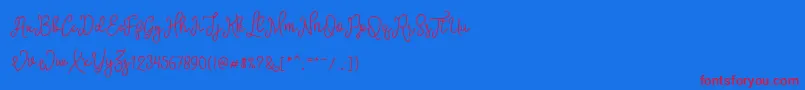 SinyakScript-Schriftart – Rote Schriften auf blauem Hintergrund