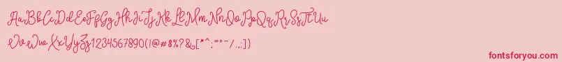 SinyakScript-Schriftart – Rote Schriften auf rosa Hintergrund