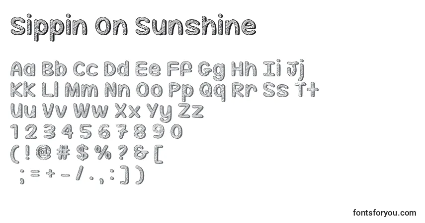 Schriftart Sippin On Sunshine   – Alphabet, Zahlen, spezielle Symbole