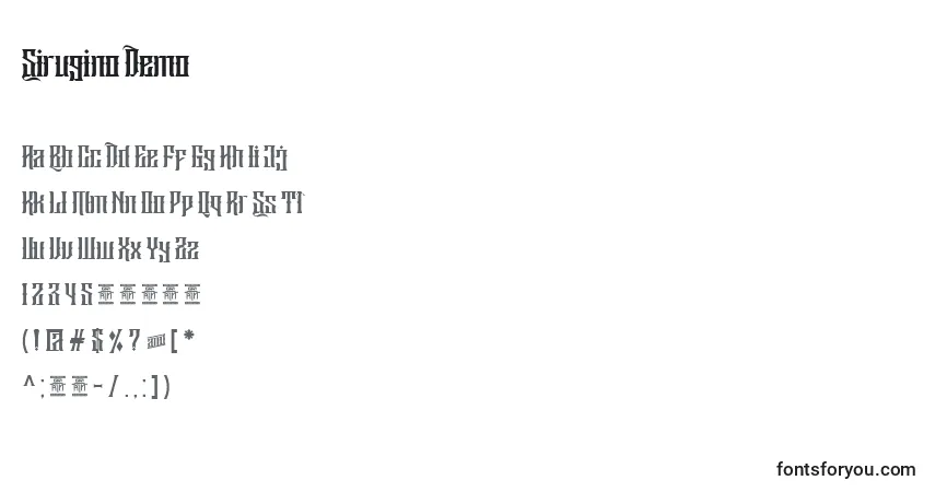 Шрифт Sirugino Demo (141042) – алфавит, цифры, специальные символы