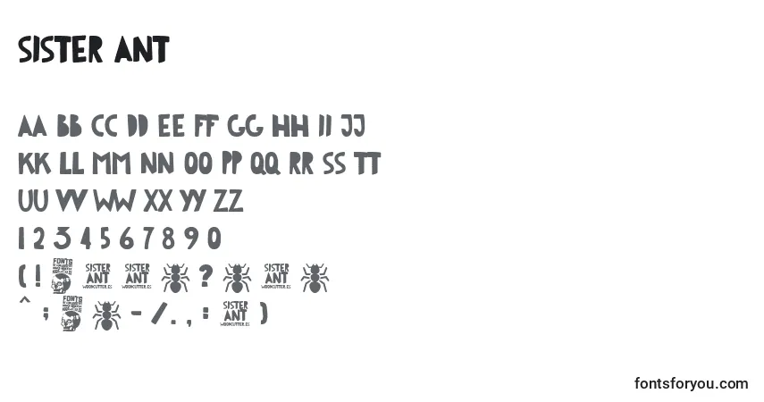 Шрифт Sister Ant – алфавит, цифры, специальные символы