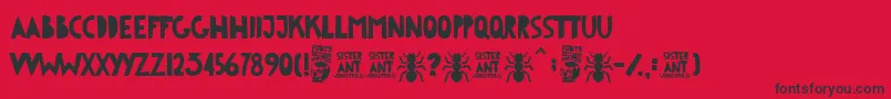 Więcej informacji o czcionce Sister Ant Czcionka Sister Ant – czarne czcionki na czerwonym tle