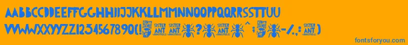 Sister Ant Font – Blue Fonts on Orange Background