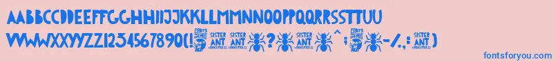 Sister Ant-fontti – siniset fontit vaaleanpunaisella taustalla