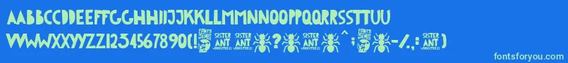 Sister Ant Font – Green Fonts on Blue Background