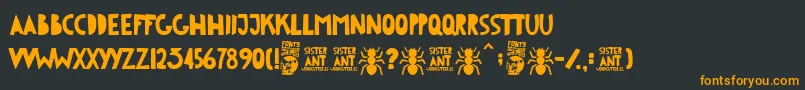 Sister Ant Font – Orange Fonts on Black Background