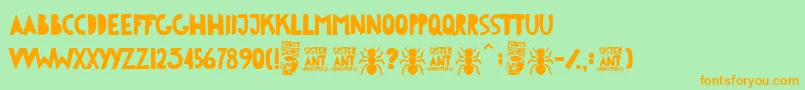More about Sister Ant Font Sister Ant Font – Orange Fonts on Green Background