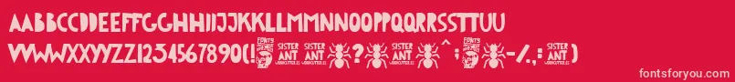 Sister Ant Font – Pink Fonts on Red Background