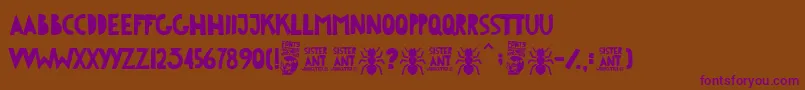 Sister Ant Font – Purple Fonts on Brown Background