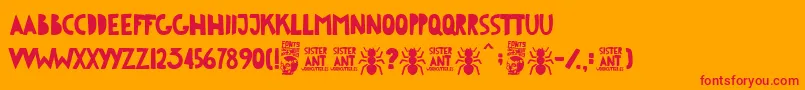 Sister Ant Font – Red Fonts on Orange Background