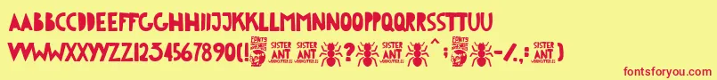Fonte Sister Ant – fontes vermelhas em um fundo amarelo