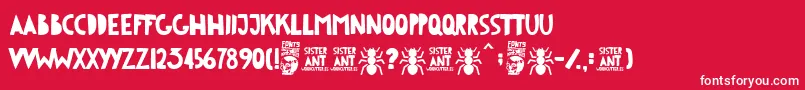 Sister Ant-fontti – valkoiset fontit punaisella taustalla