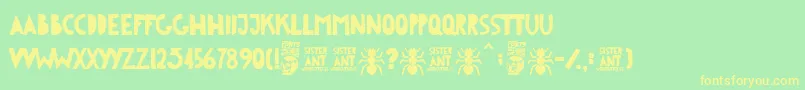 Sister Ant-fontti – keltaiset fontit vihreällä taustalla