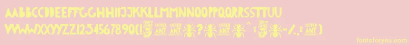 Sister Ant-Schriftart – Gelbe Schriften auf rosa Hintergrund